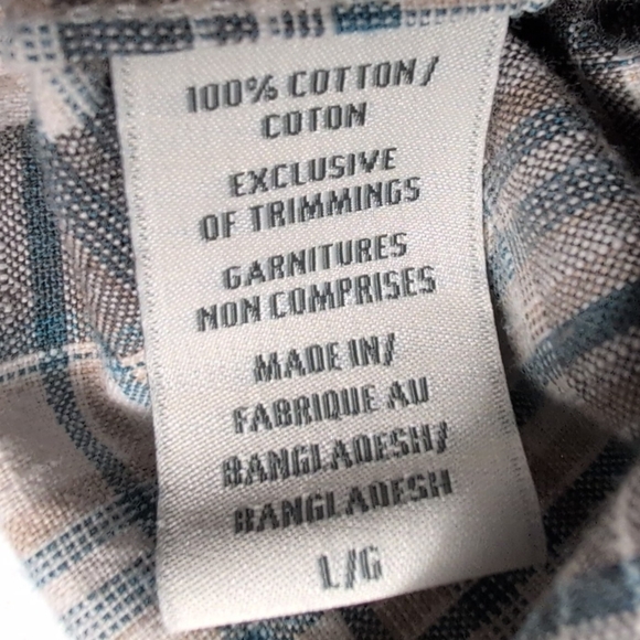 Denver Hayes Men's Plaid Western Shirt Snap Buttons sz L Grey/Blue Cotton GUC - Picture 7 of 8